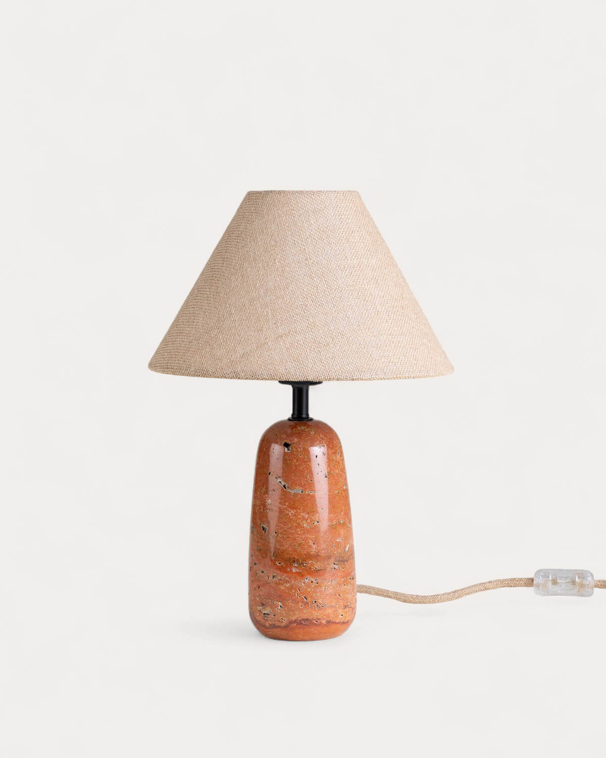 Adlai travertine marble and linen table lamp