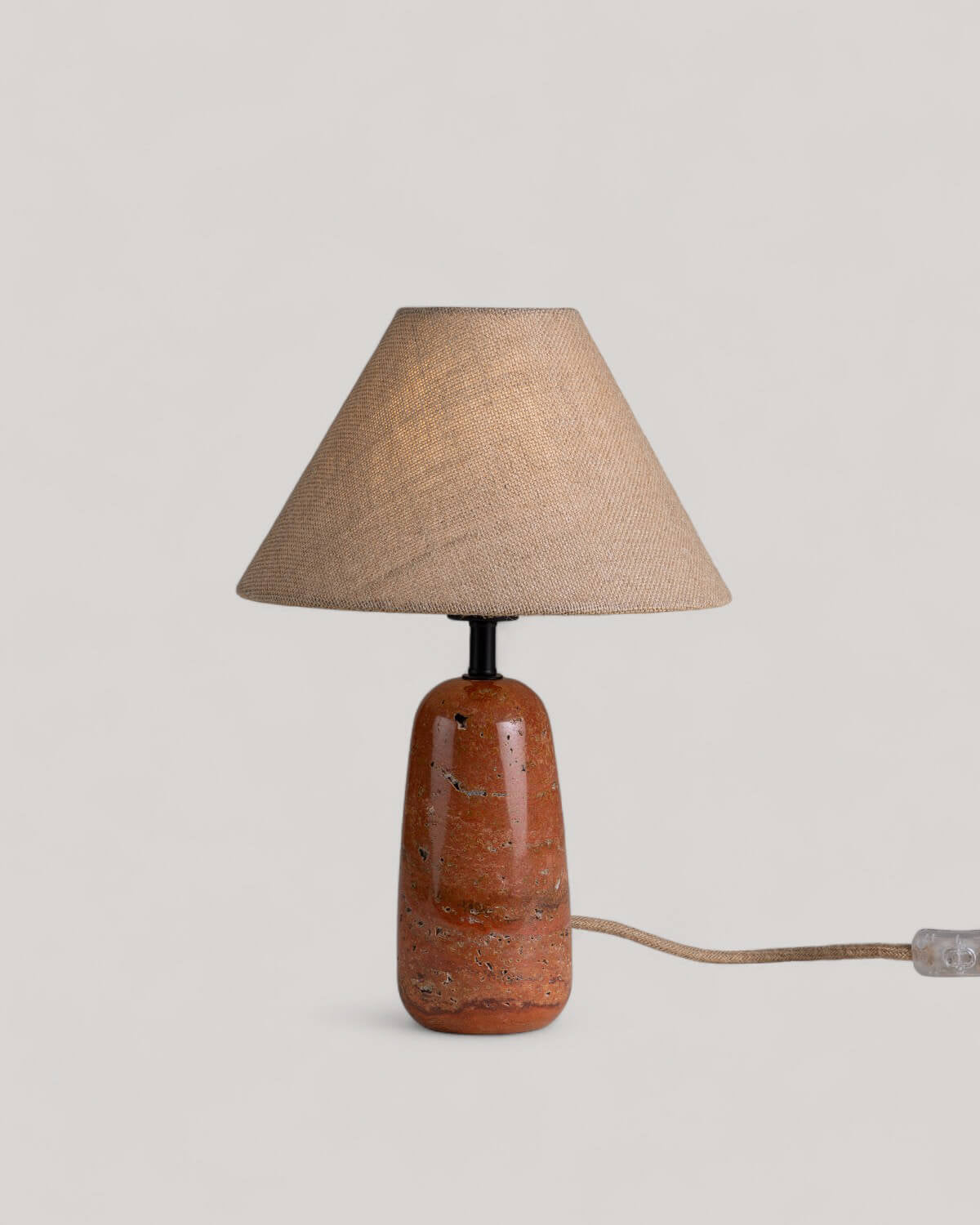 Adlai travertine marble and linen table lamp