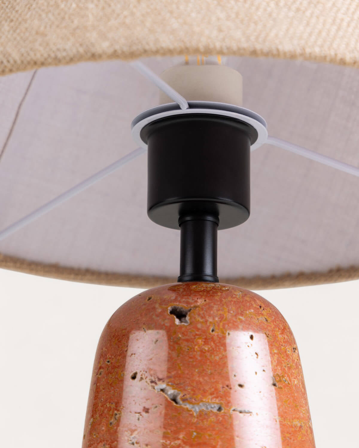 Adlai travertine marble and linen table lamp