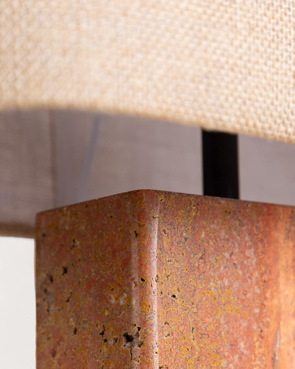 Filipa travertine marble and linen table lamp