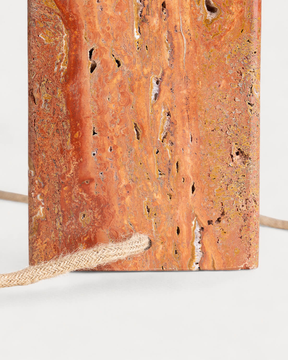 Filipa travertine marble and linen table lamp