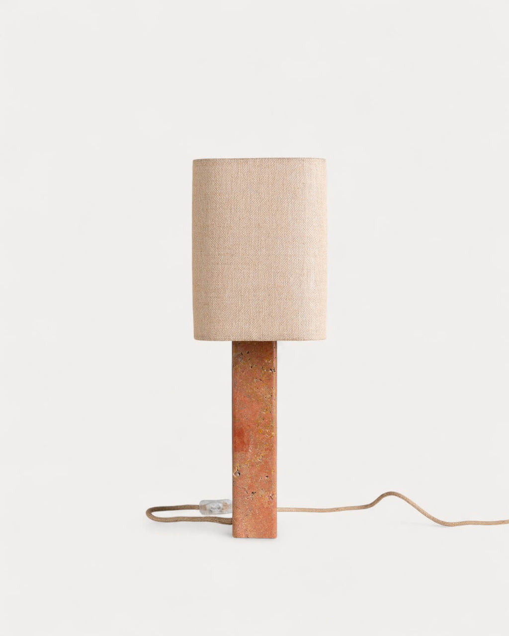 Filipa travertine marble and linen table lamp