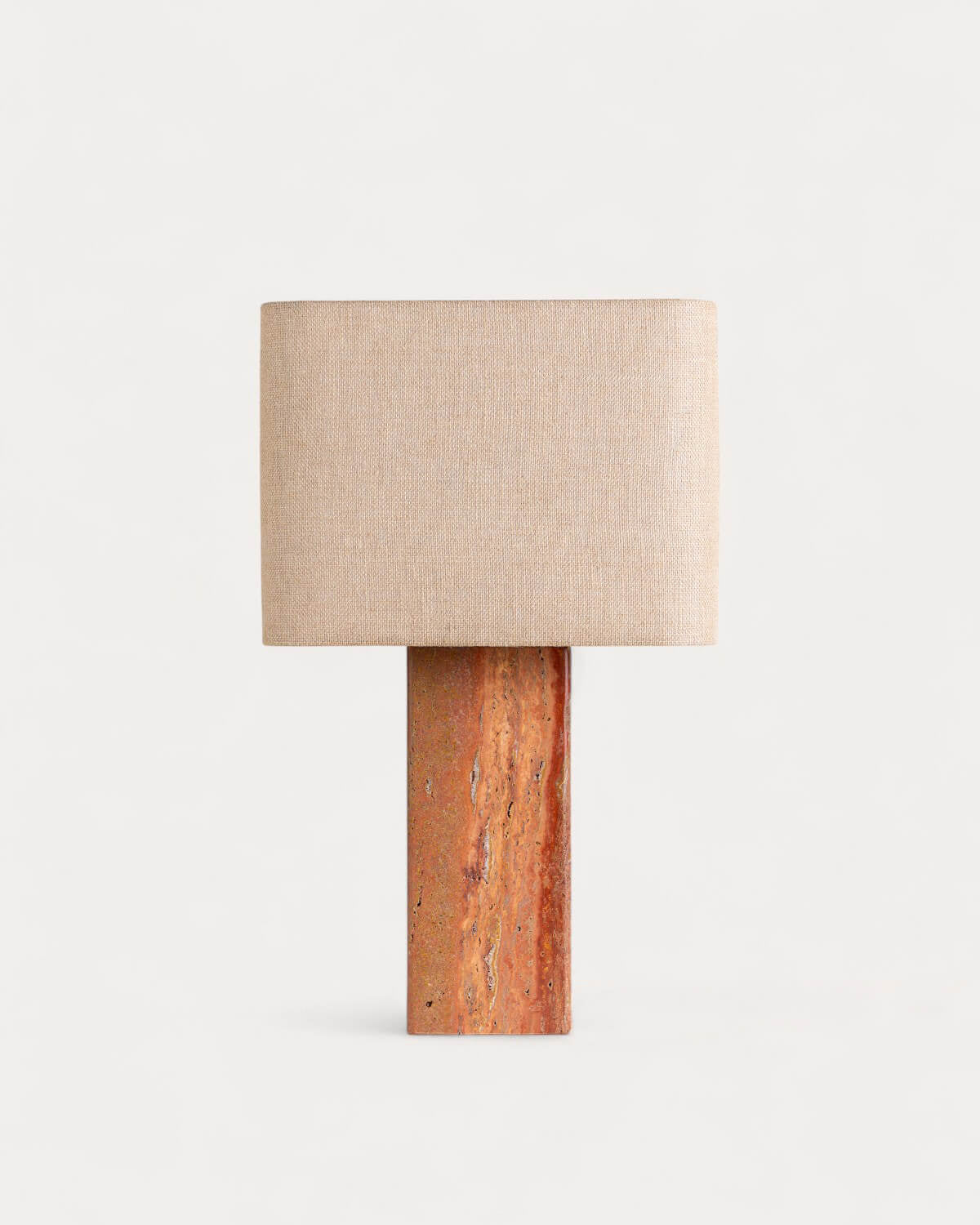 Filipa travertine marble and linen table lamp