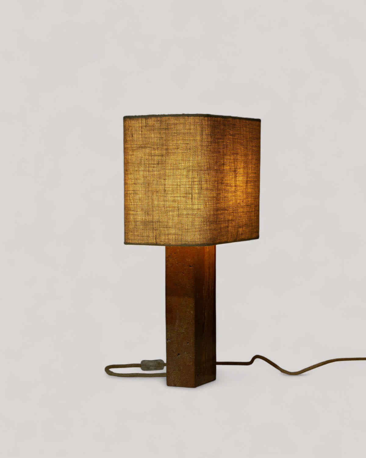 Filipa travertine marble and linen table lamp