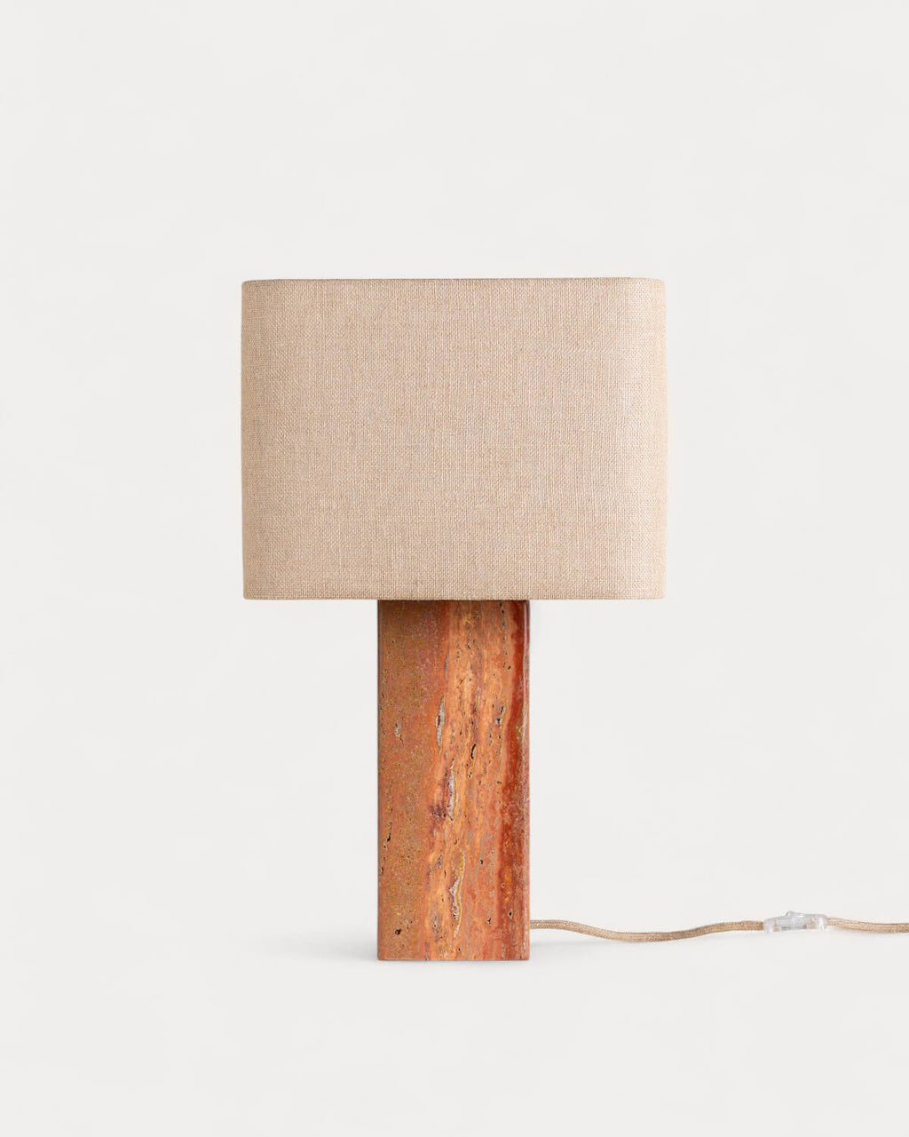 Filipa travertine marble and linen table lamp