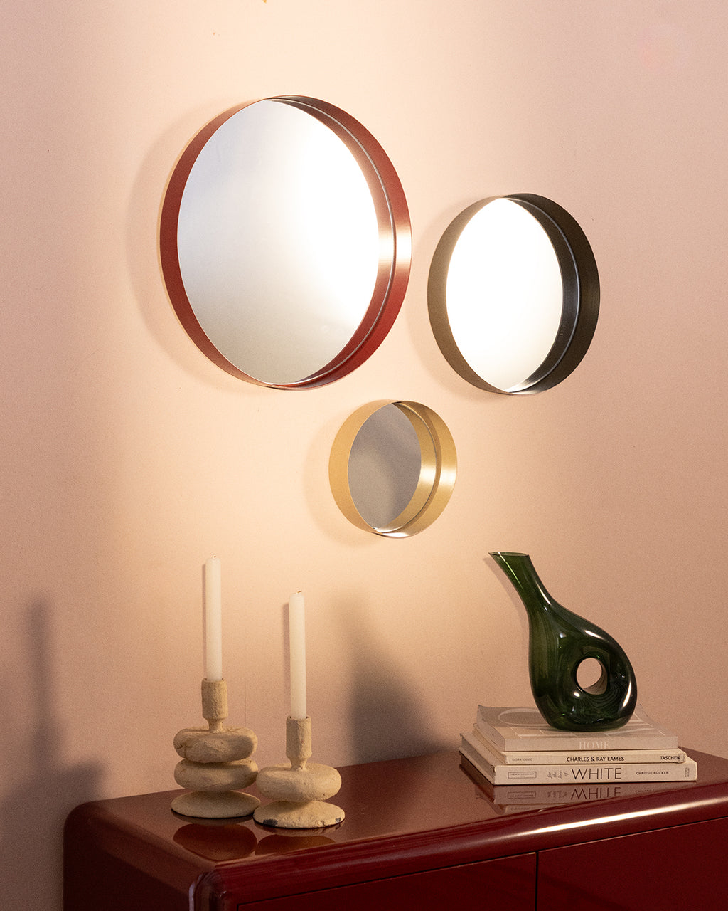 Set of 3 round metal wall mirrors Esdras