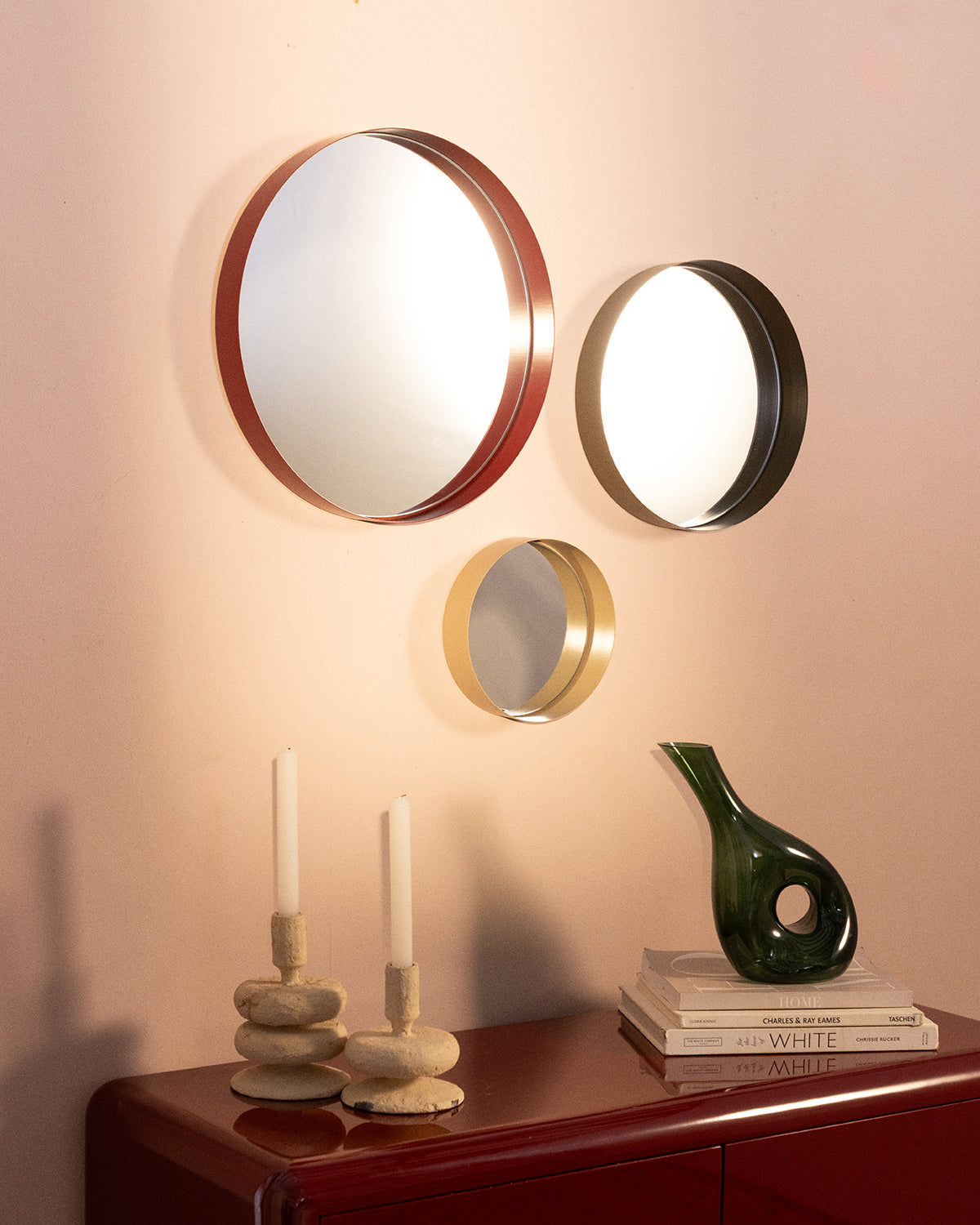 Set of 3 round metal wall mirrors Esdras