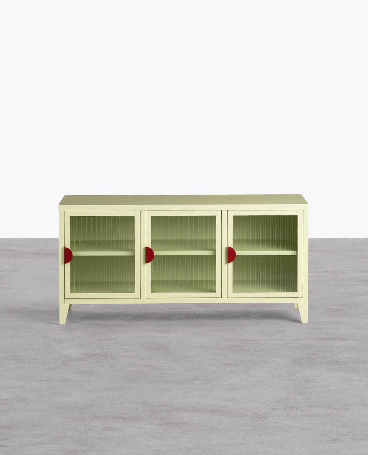 3-door TV cabinet 120x40 cm in laminated steel and Soan glass