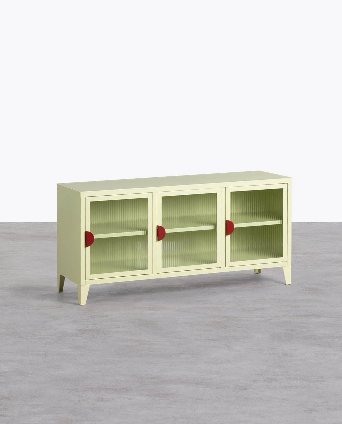 3-door TV cabinet 120x40 cm in laminated steel and Soan glass