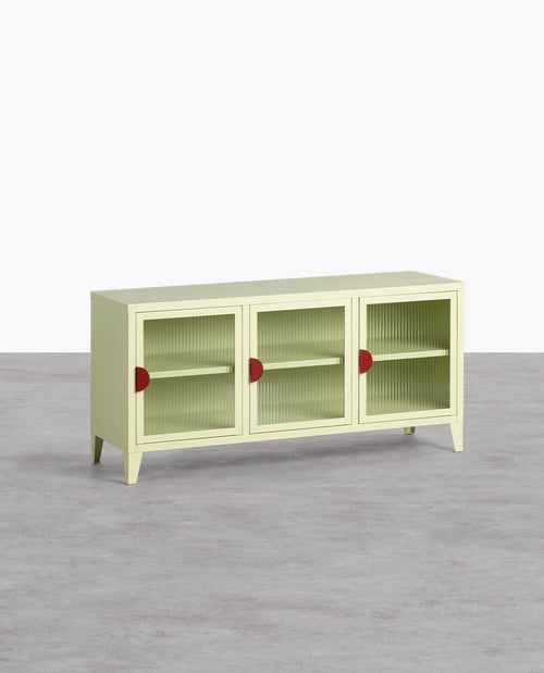 3-door TV cabinet 120x40 cm in laminated steel and Soan glass