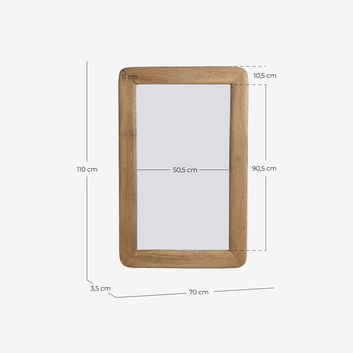 Reichel mango wood wall mirror 110x70 cm