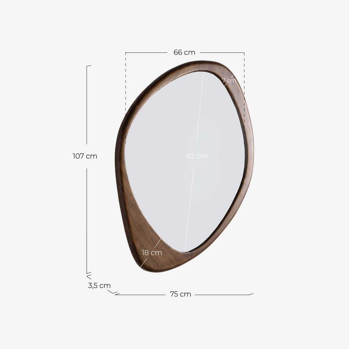 Wall mirror 107x75 cm in pine wood Iker