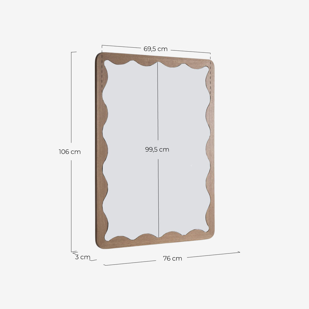 Rectangular wall mirror 106x76 cm in Arali wood