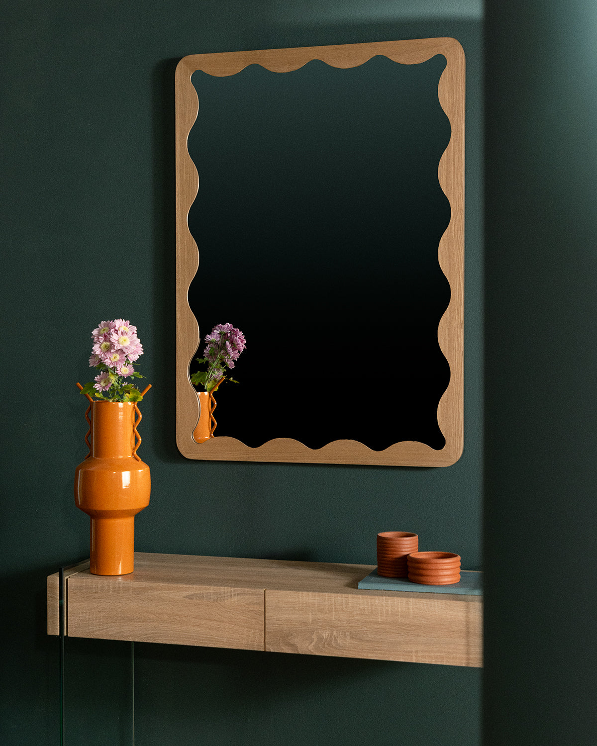Rectangular wall mirror 106x76 cm in Arali wood