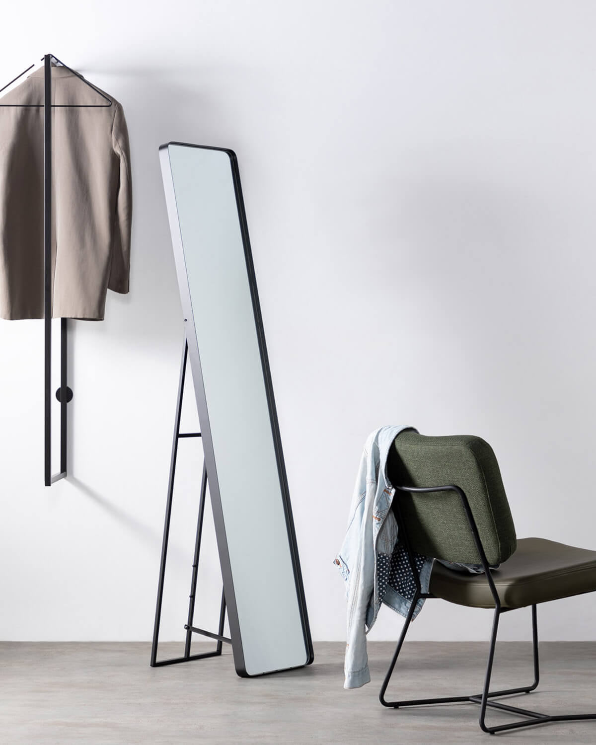 Jumna rectangular metal standing mirror 170x36 cm