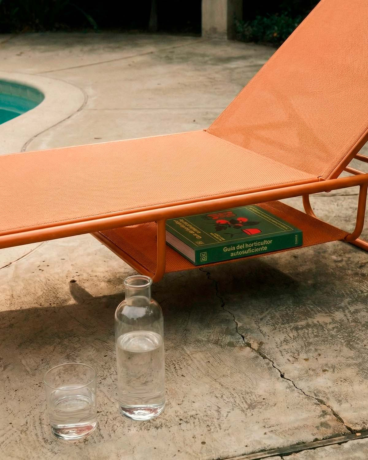 Pack of 2 reclining sun loungers in metal and Ohiane fabric