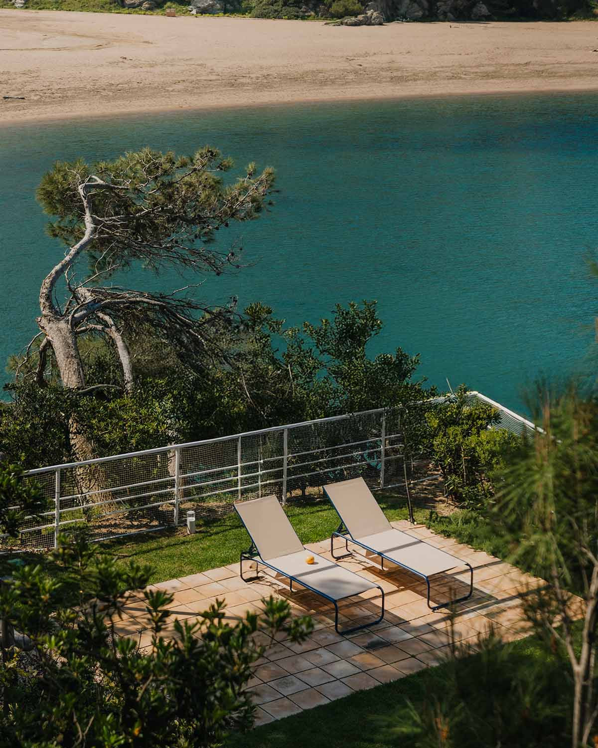 Pack of 2 reclining sun loungers in metal and Ohiane fabric