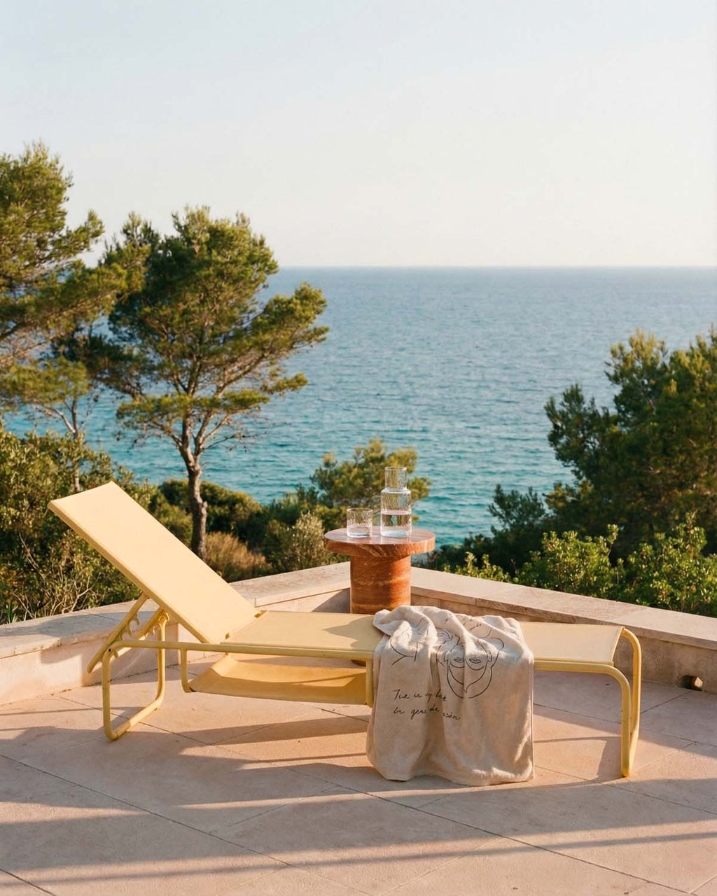 Pack of 2 reclining sun loungers in metal and Ohiane fabric