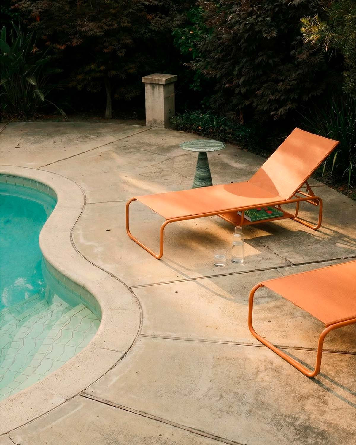 Pack of 2 reclining sun loungers in metal and Ohiane fabric
