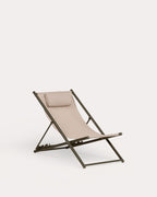 Pack 2 reclining deck chairs in metal and Ohiane fabric