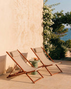 Pack 2 reclining deck chairs in metal and Ohiane fabric