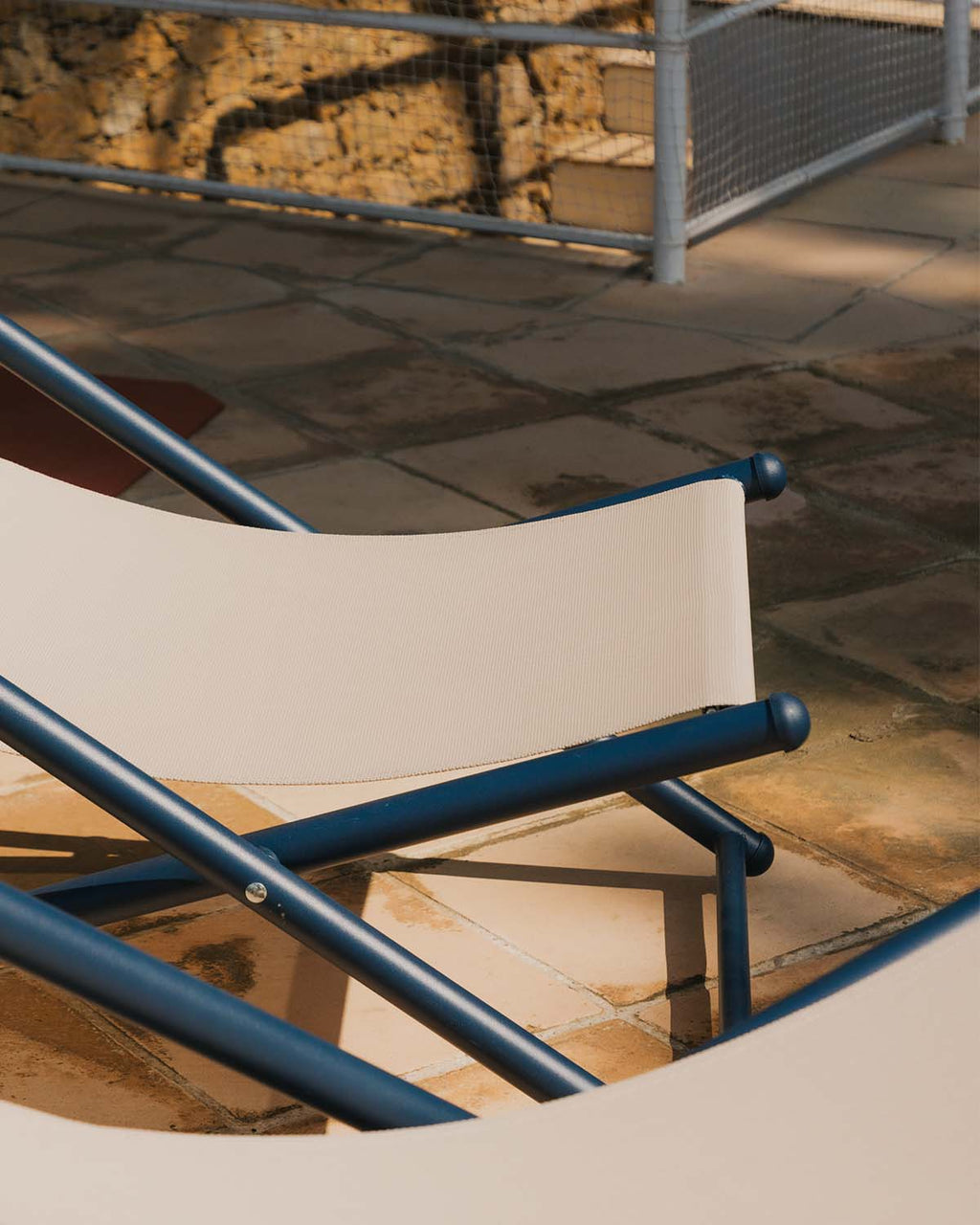 Pack 2 reclining deck chairs in metal and Ohiane fabric