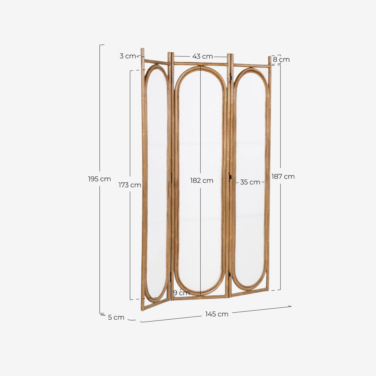 Narella natural rattan screen 195x145 cm