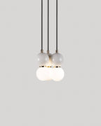 Metal pendant light with 3 light points with Valenes marble