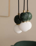 Metal pendant light with 3 light points with Valenes marble