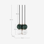 Metal pendant light with 3 light points with Valenes marble