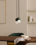 Metal pendant light with 3 light points with Valenes marble