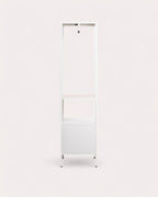 Free-standing coat rack 180x70 cm with shelf and 2 drawers in laminated steel and Varys pine wood