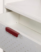 Free-standing coat rack 180x70 cm with shelf and 2 drawers in laminated steel and Varys pine wood