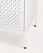 Free-standing coat rack 180x70 cm with shelf and 2 drawers in laminated steel and Varys pine wood