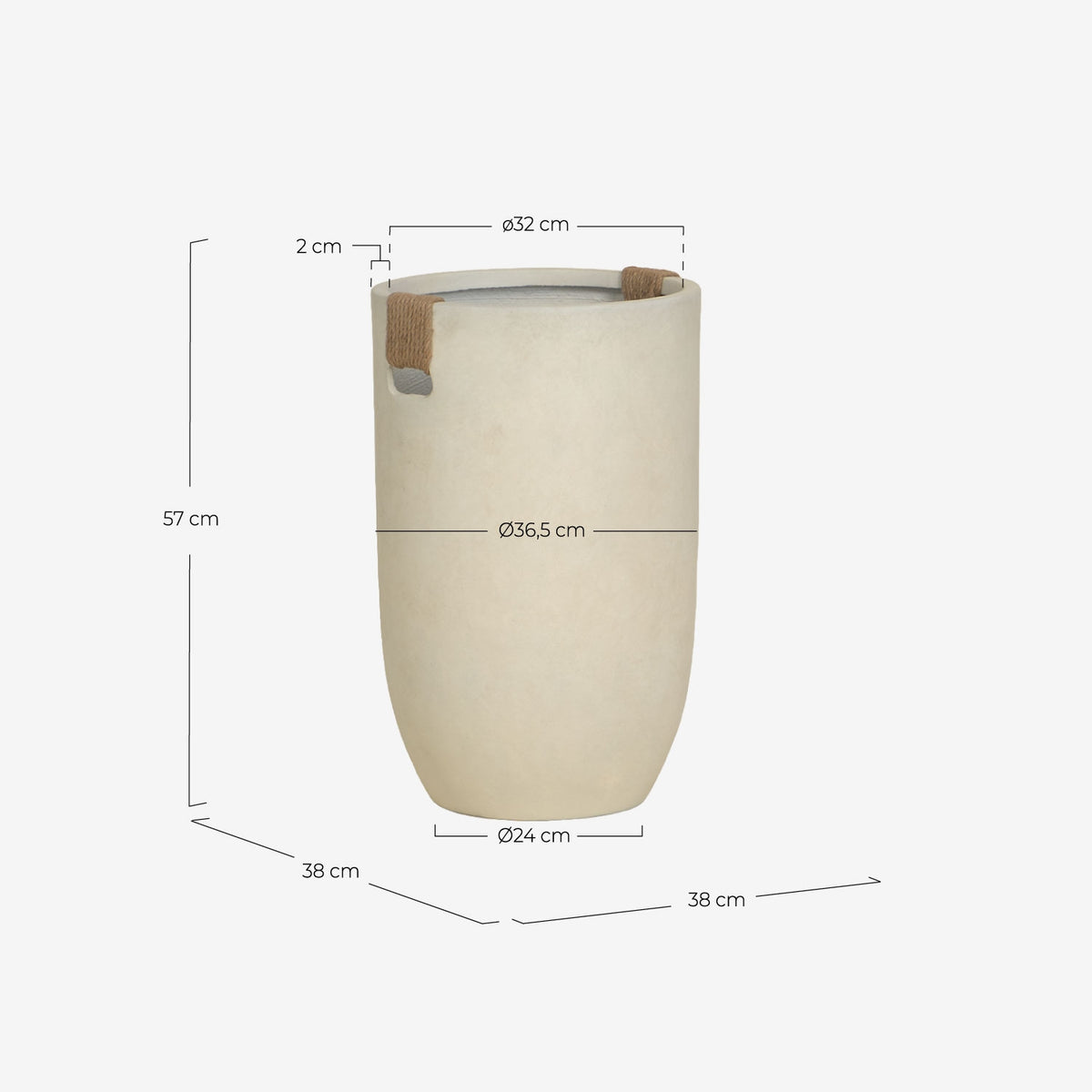 Fitonia high round cement plant pot
