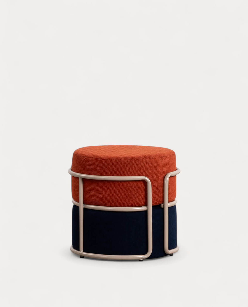 Round pouf with removable cushion in Aixa fabric