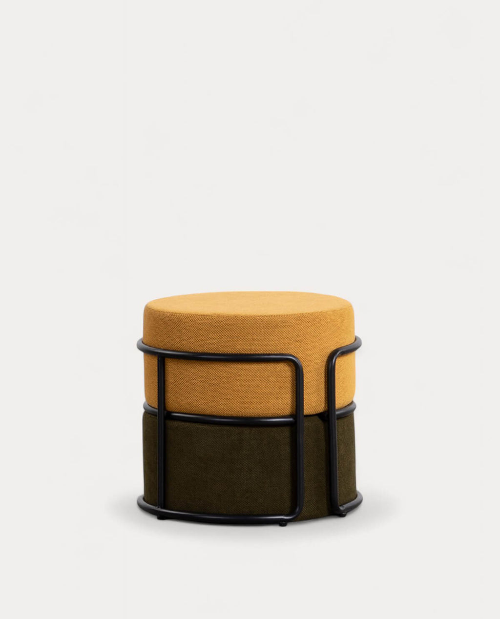Round pouf with removable cushion in Aixa fabric