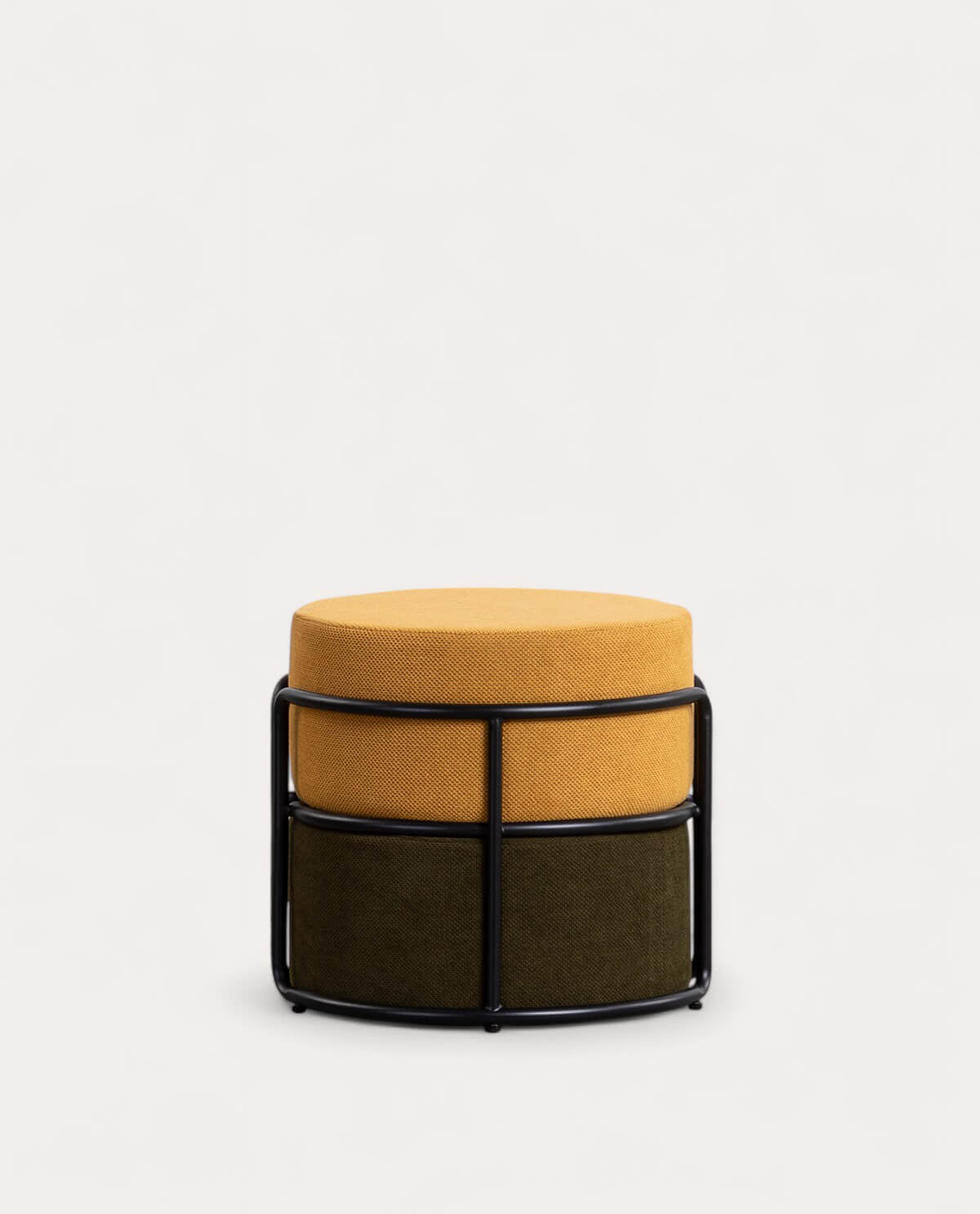 Round pouf with removable cushion in Aixa fabric