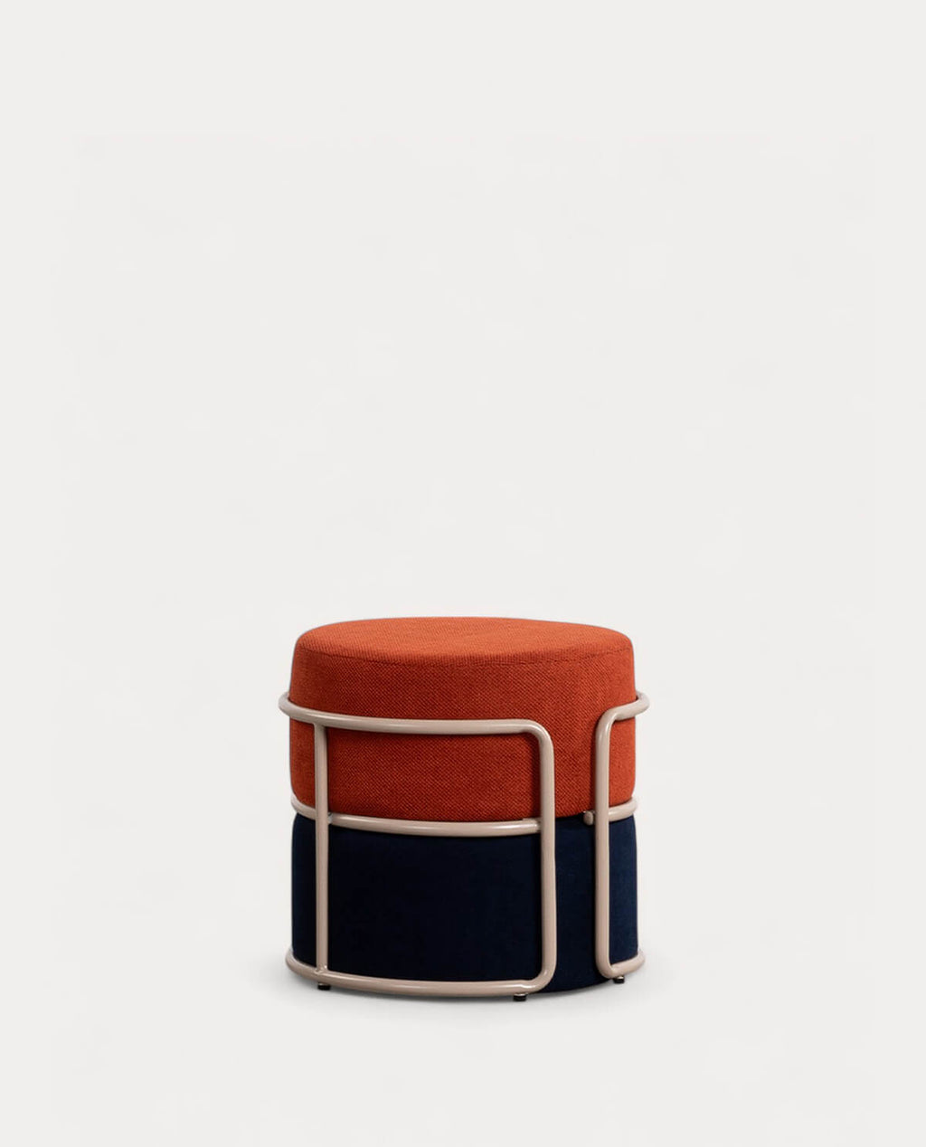 Round pouf with removable cushion in Aixa fabric