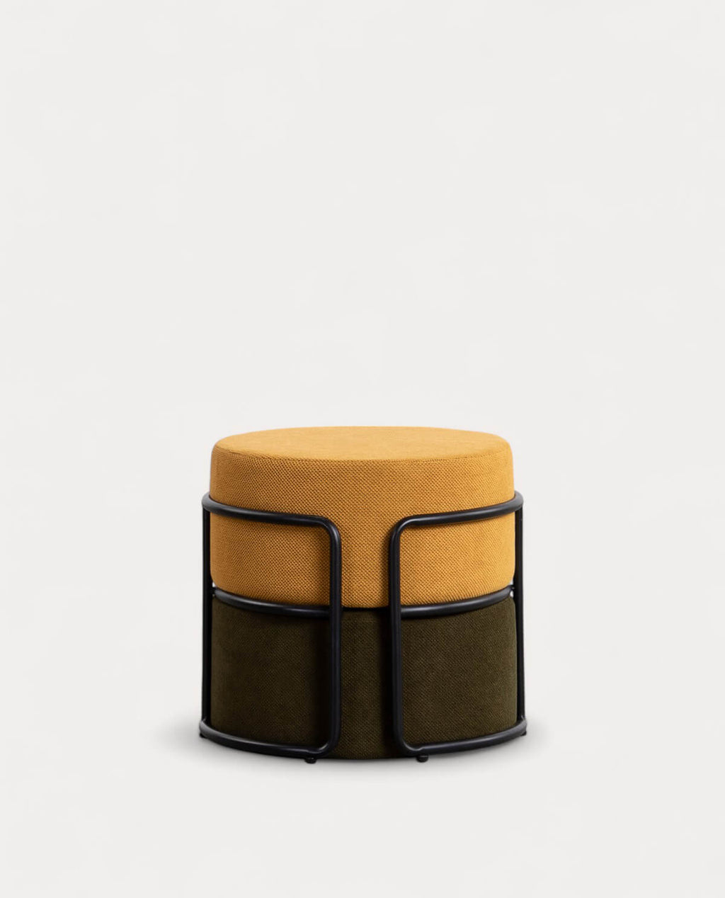 Round pouf with removable cushion in Aixa fabric