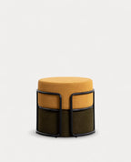 Round pouf with removable cushion in Aixa fabric