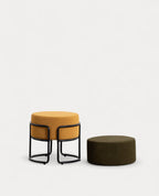 Round pouf with removable cushion in Aixa fabric