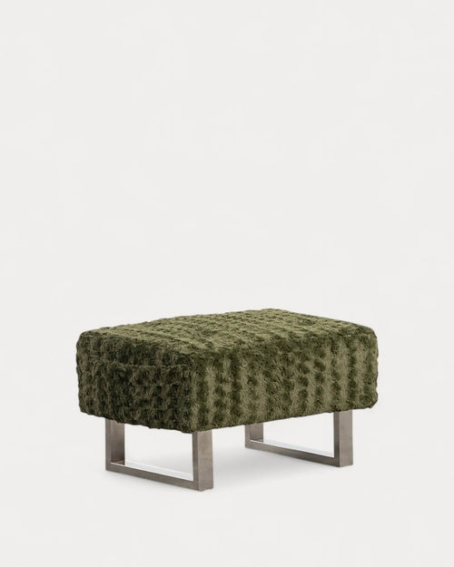 70s Furry fabric footstool