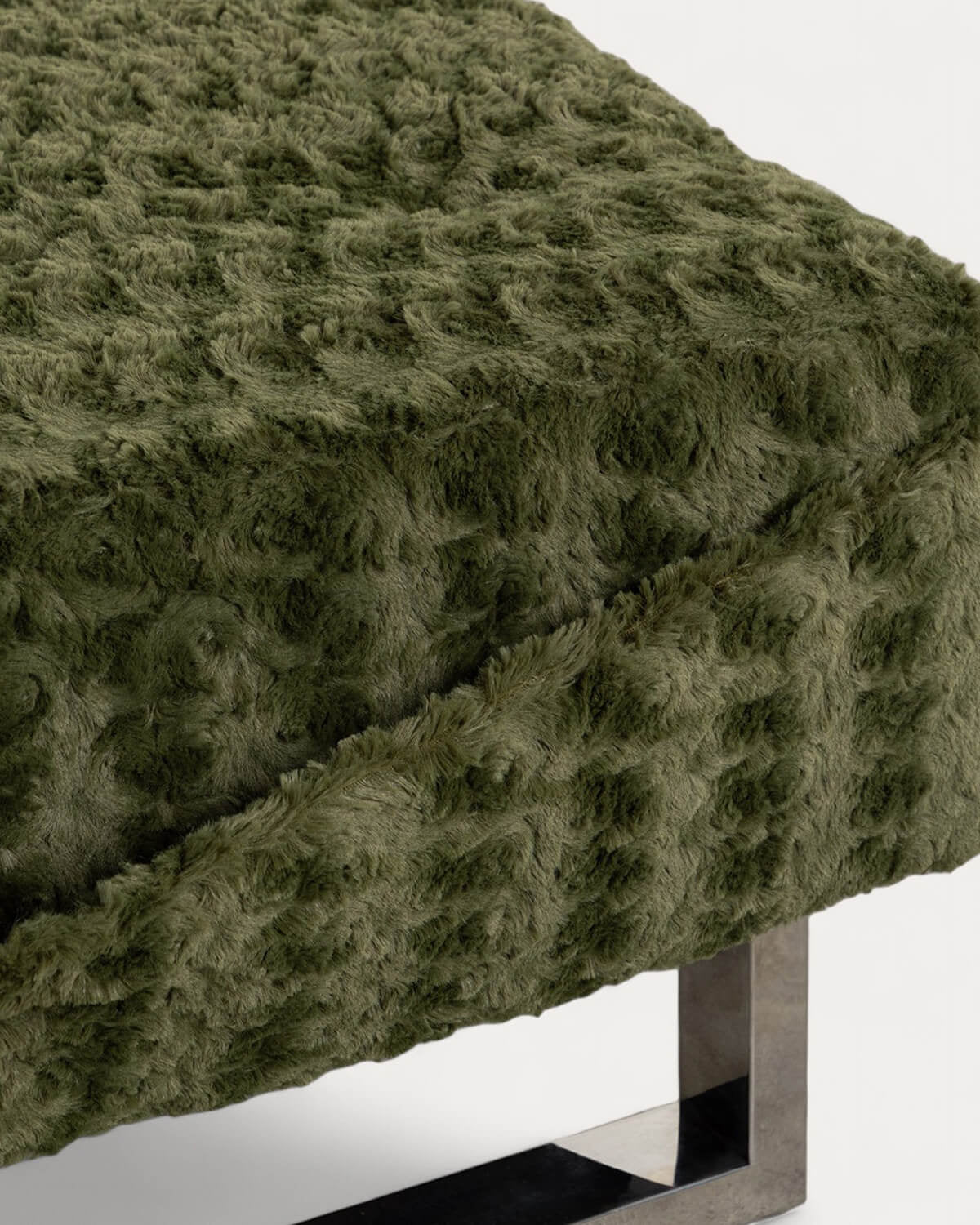 70s Furry fabric footstool