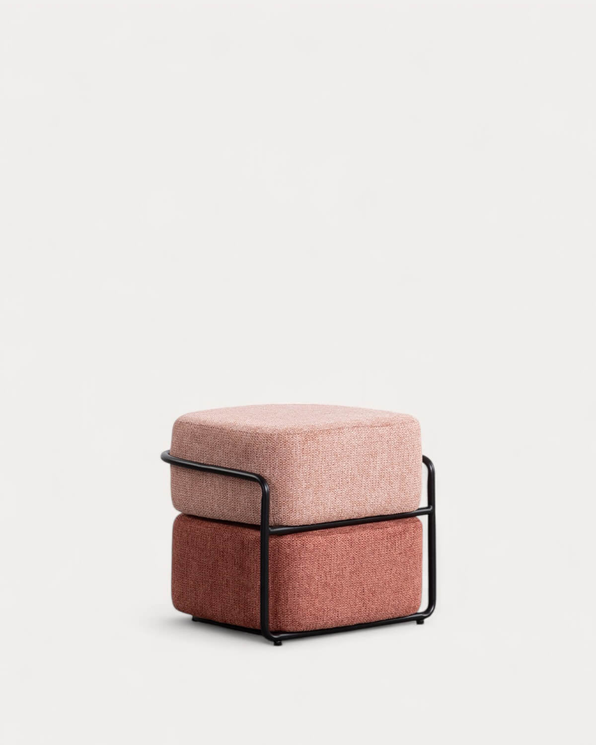 Rectangular pouf with removable cushion in Elin fabric