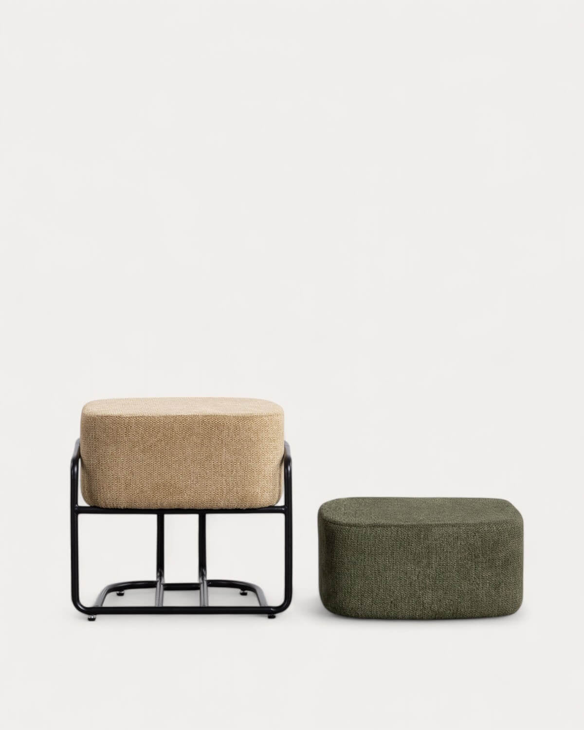 Rectangular pouf with removable cushion in Elin fabric