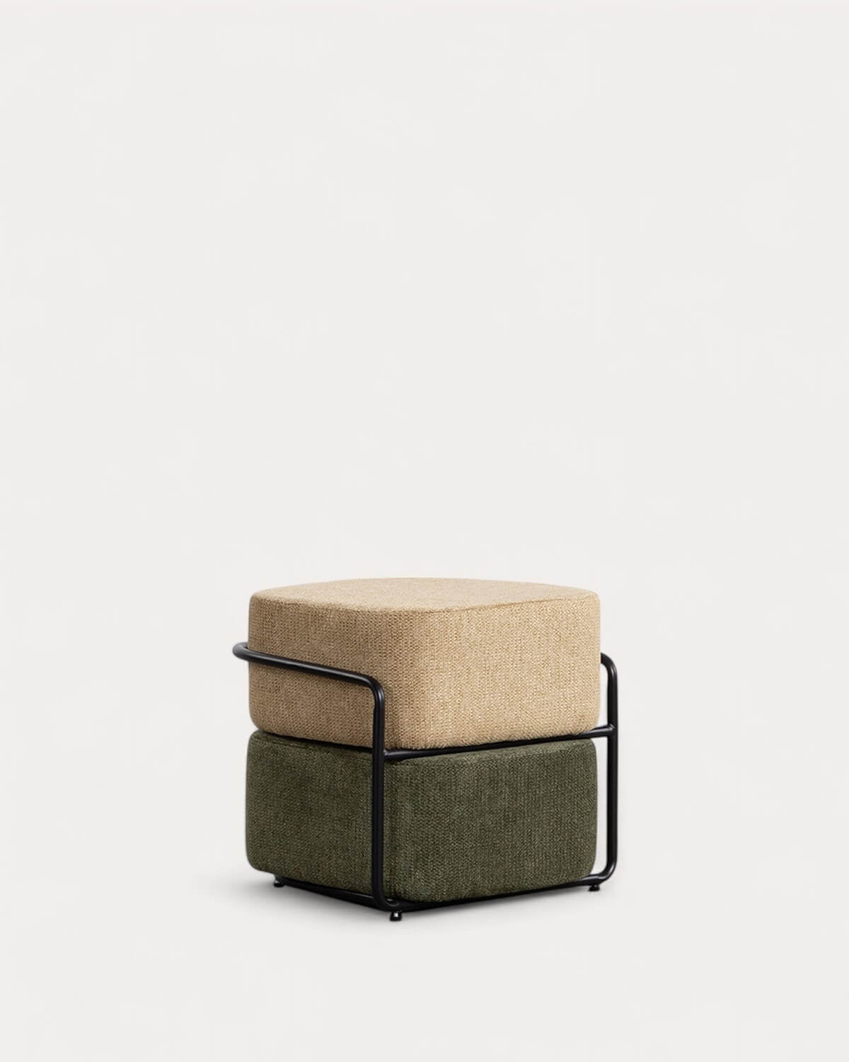 Rectangular pouf with removable cushion in Elin fabric