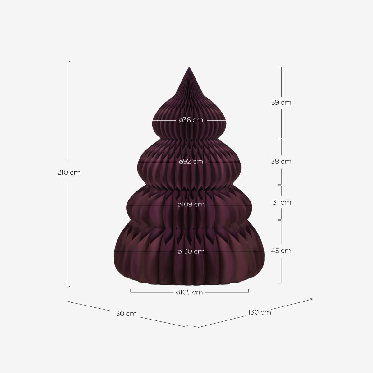 Christmas tree ↑ 210 cm in Shiva paper