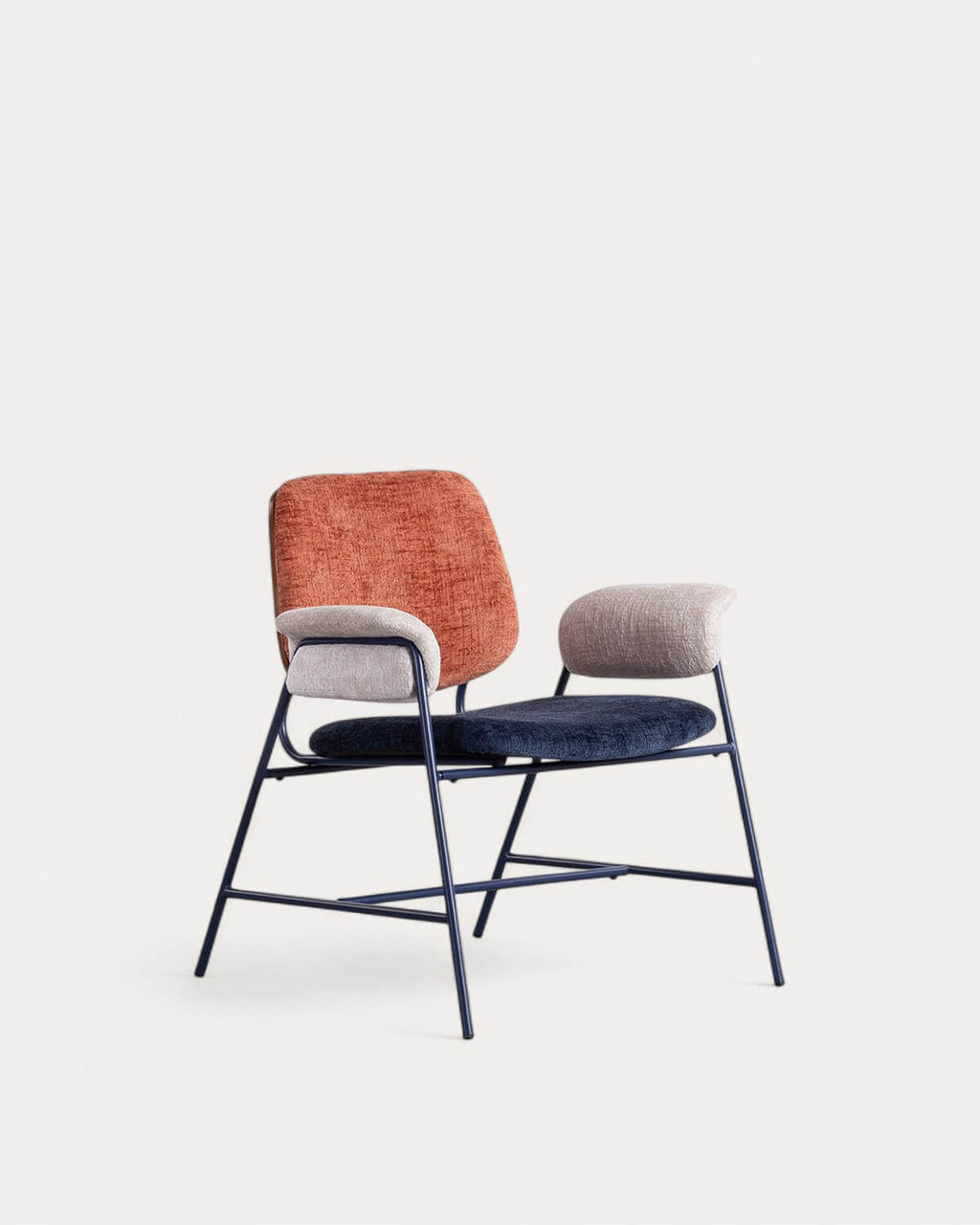 Vegas Armchair with Metal and Fabric Armrests