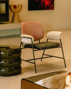 Vegas Armchair with Metal and Fabric Armrests